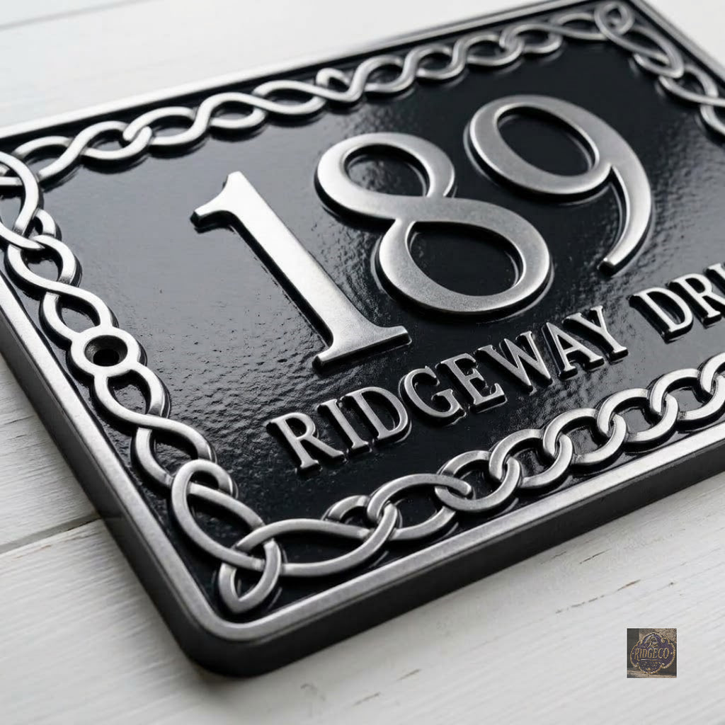 The Celtic Interlace – Cast Aluminum House Number & Address Plaque | Ridgeco