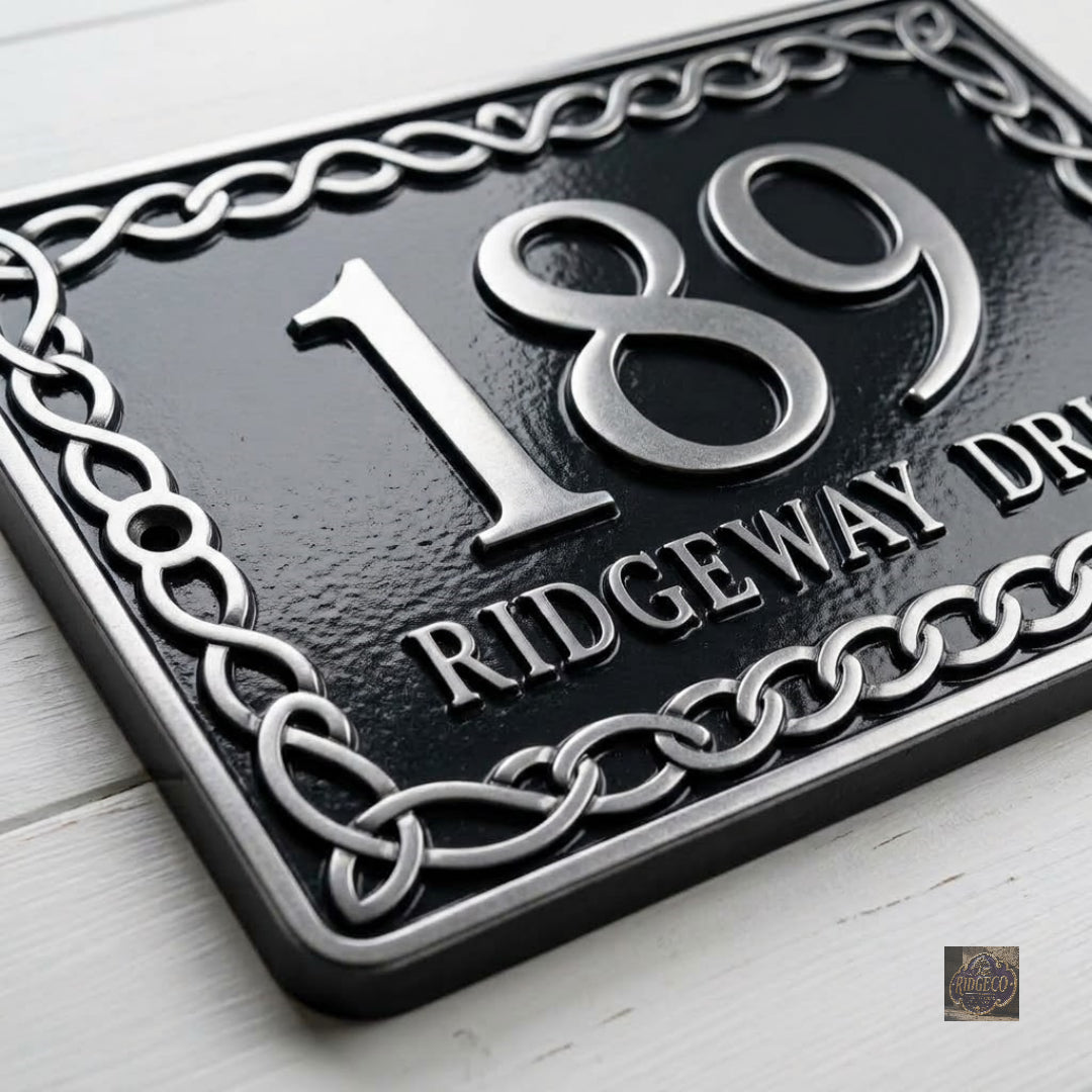 The Celtic Interlace – Cast Aluminum House Number & Address Plaque | Ridgeco