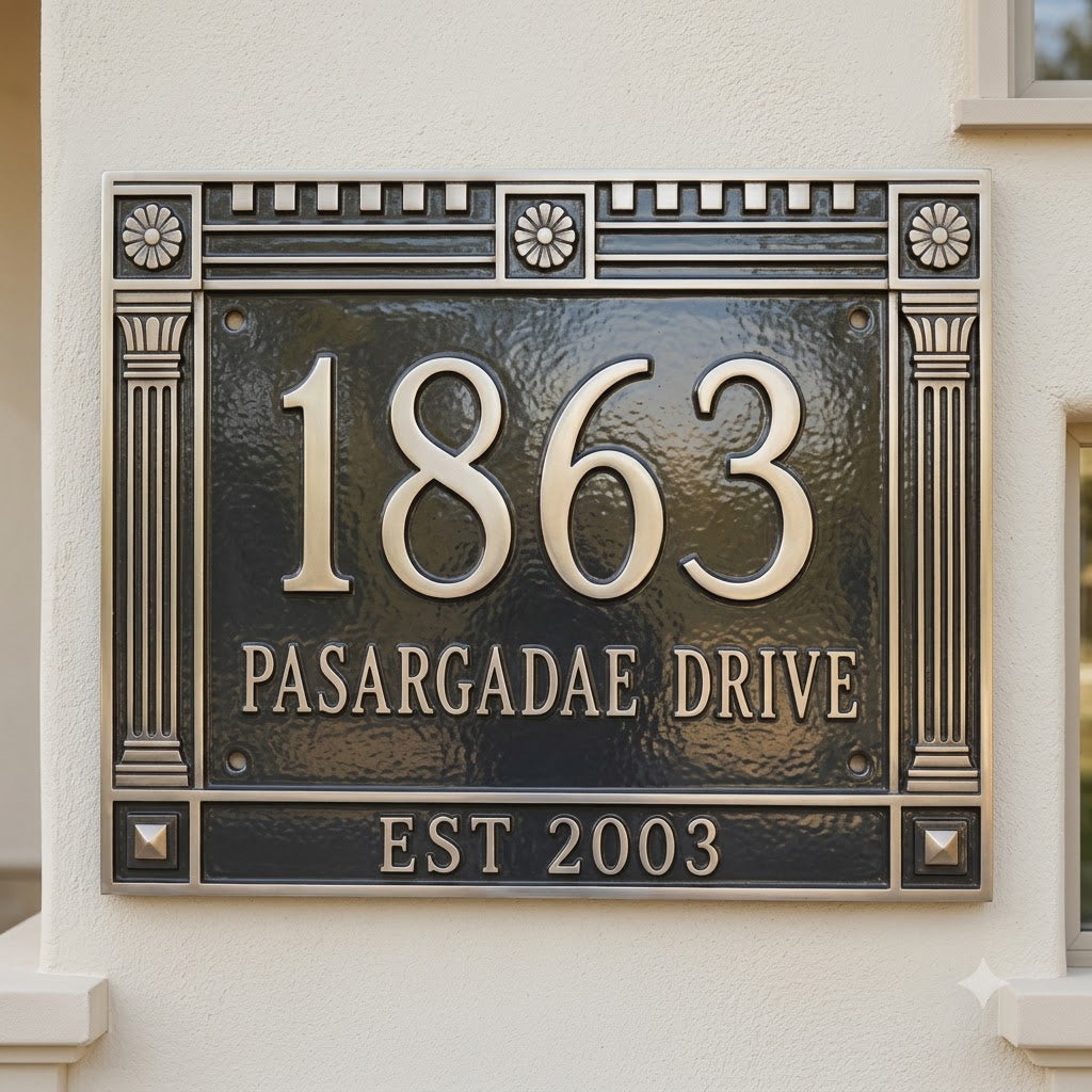 Aurelia Cast Aluminum House Number Plaque – Custom Address Sign | Ridgeco