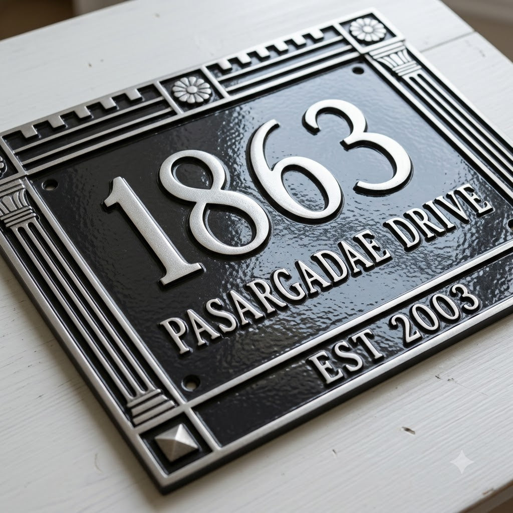 Aurelia Cast Aluminum House Number Plaque – Custom Address Sign | Ridgeco