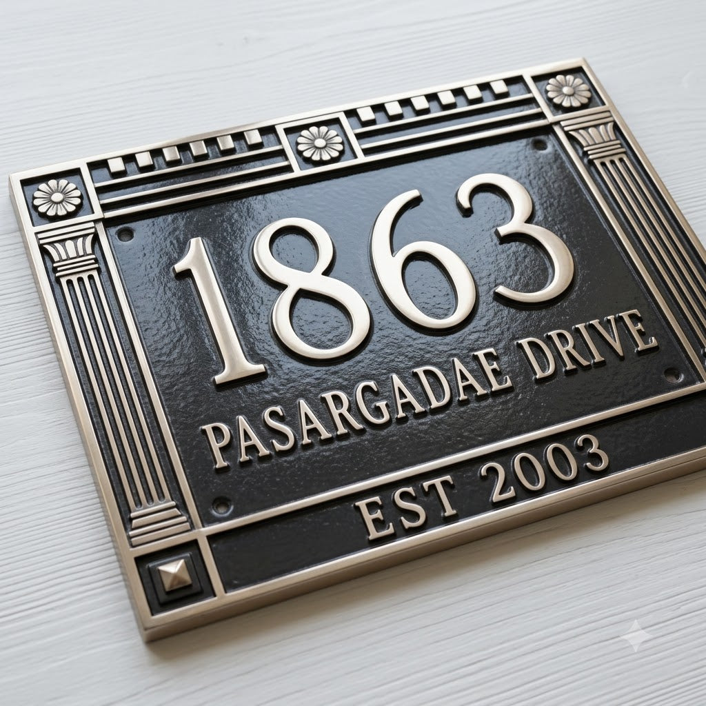 Aurelia Cast Aluminum House Number Plaque – Custom Address Sign | Ridgeco