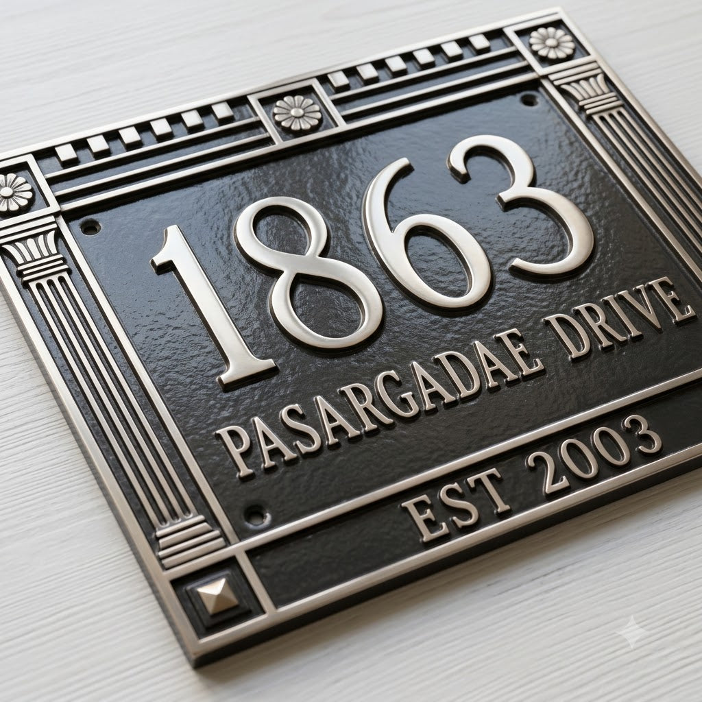 Aurelia Cast Aluminum House Number Plaque – Custom Address Sign | Ridgeco