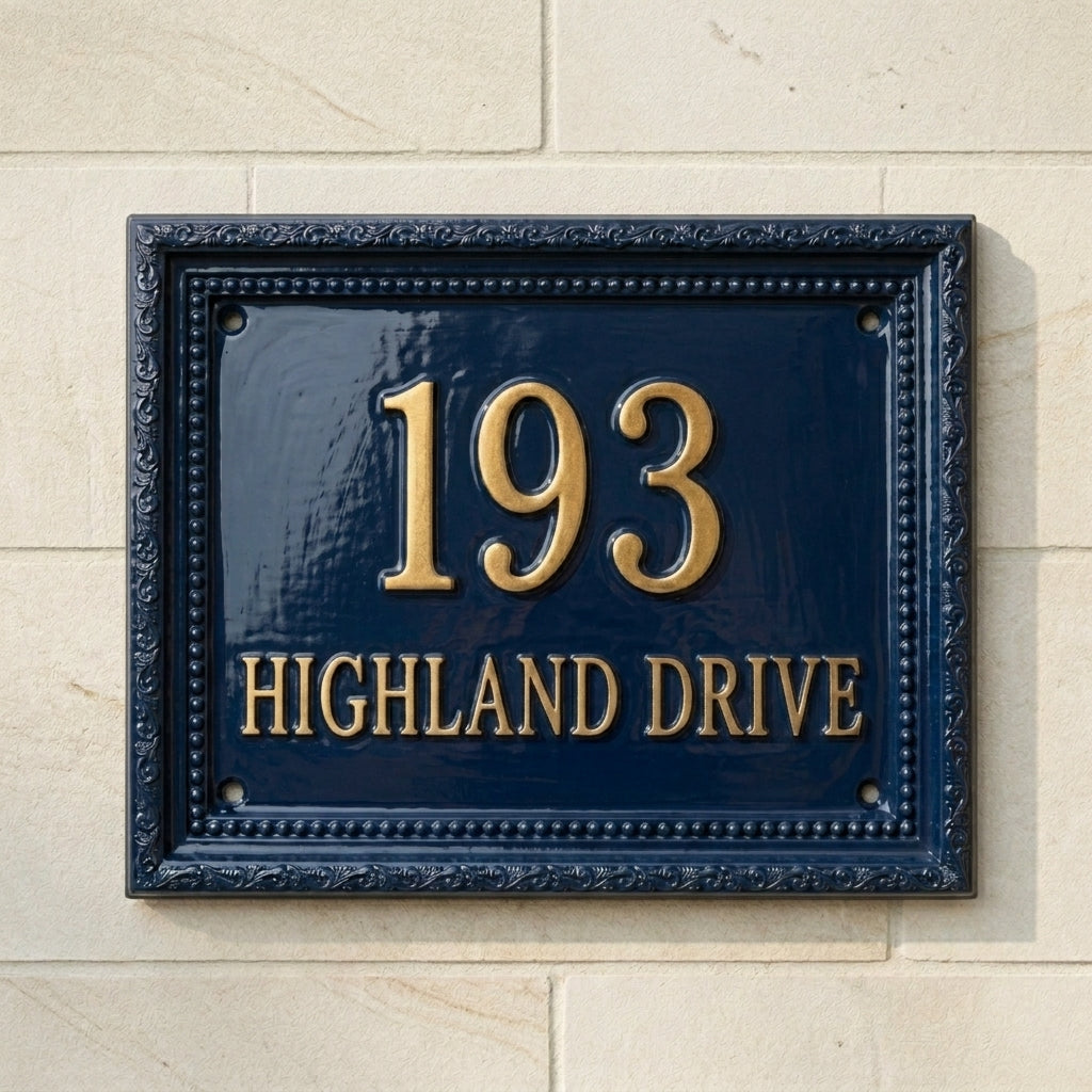 Cast Aluminum House Number Plaque – Traditional Address Sign