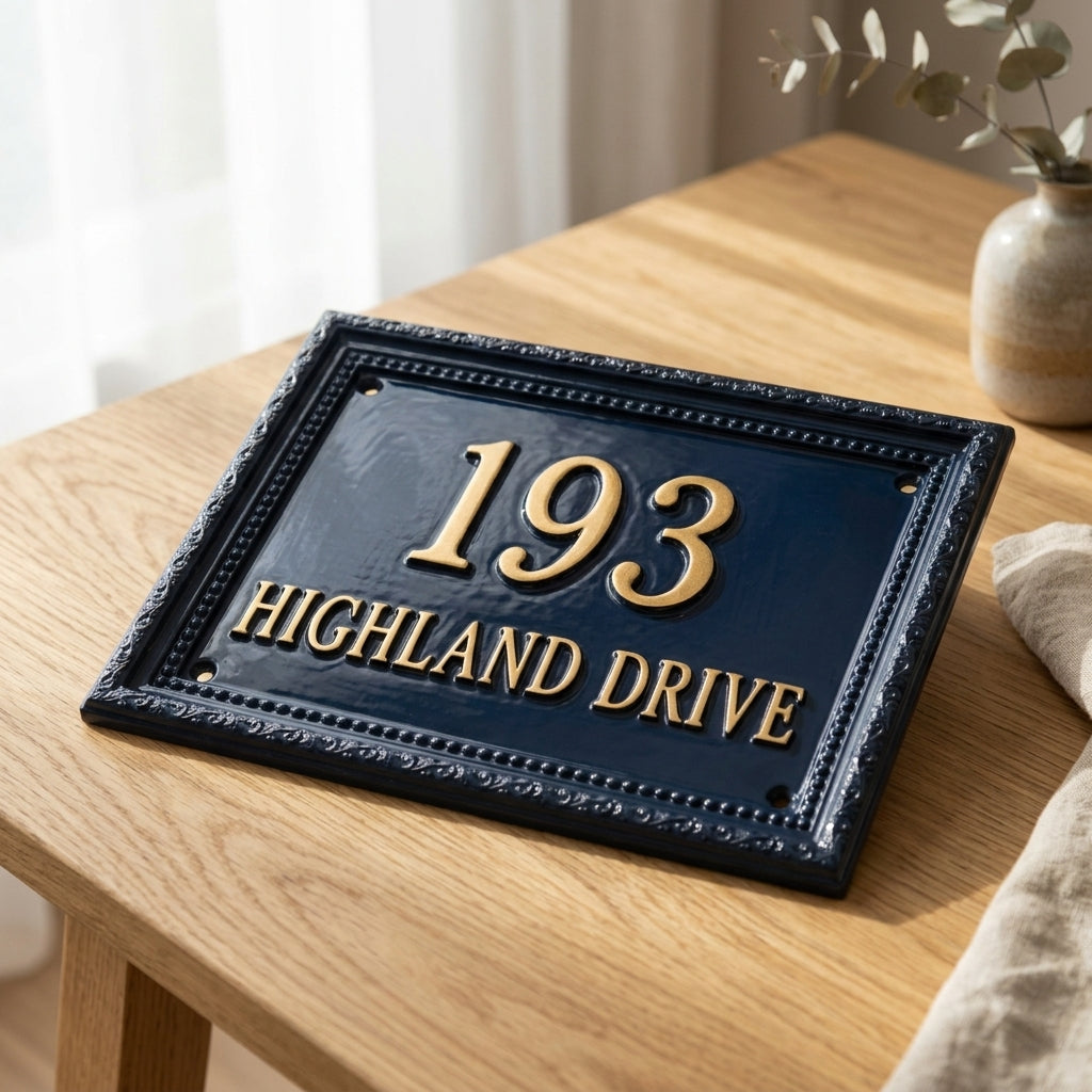 Cast Aluminum House Number Plaque – Traditional Address Sign
