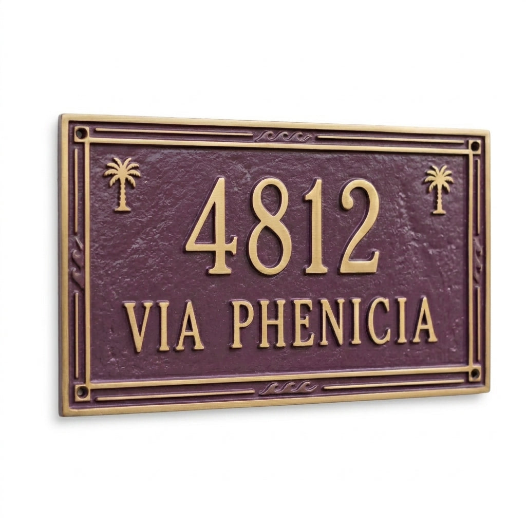 Custom Cast Aluminum House Number Plaque | Personalized Address Sign
