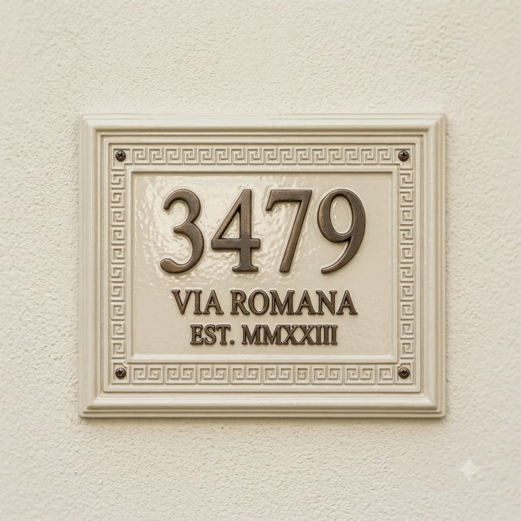Classical Roman House Number Plaque | Custom Cast Aluminum Address Sign
