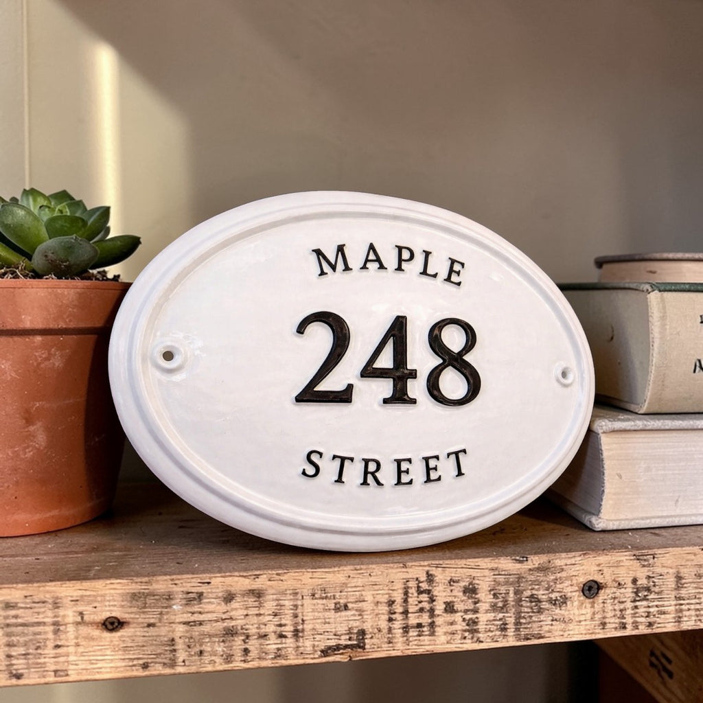 The Maple Oval — Classic Cast Aluminum Address Plaque
