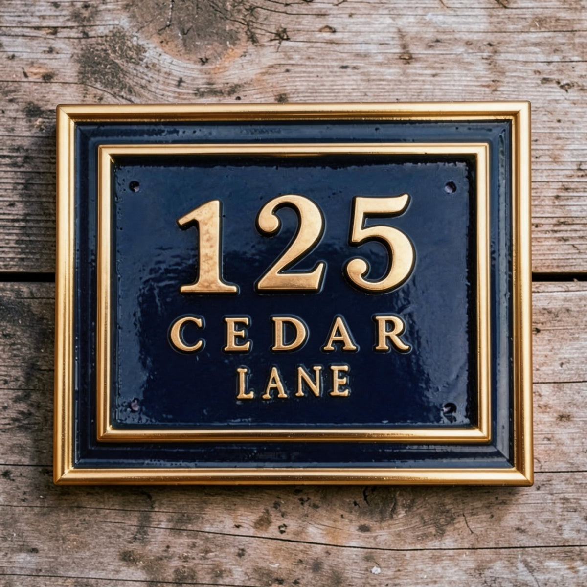 The Cedar Court — Classic Cast Aluminum Address Plaque