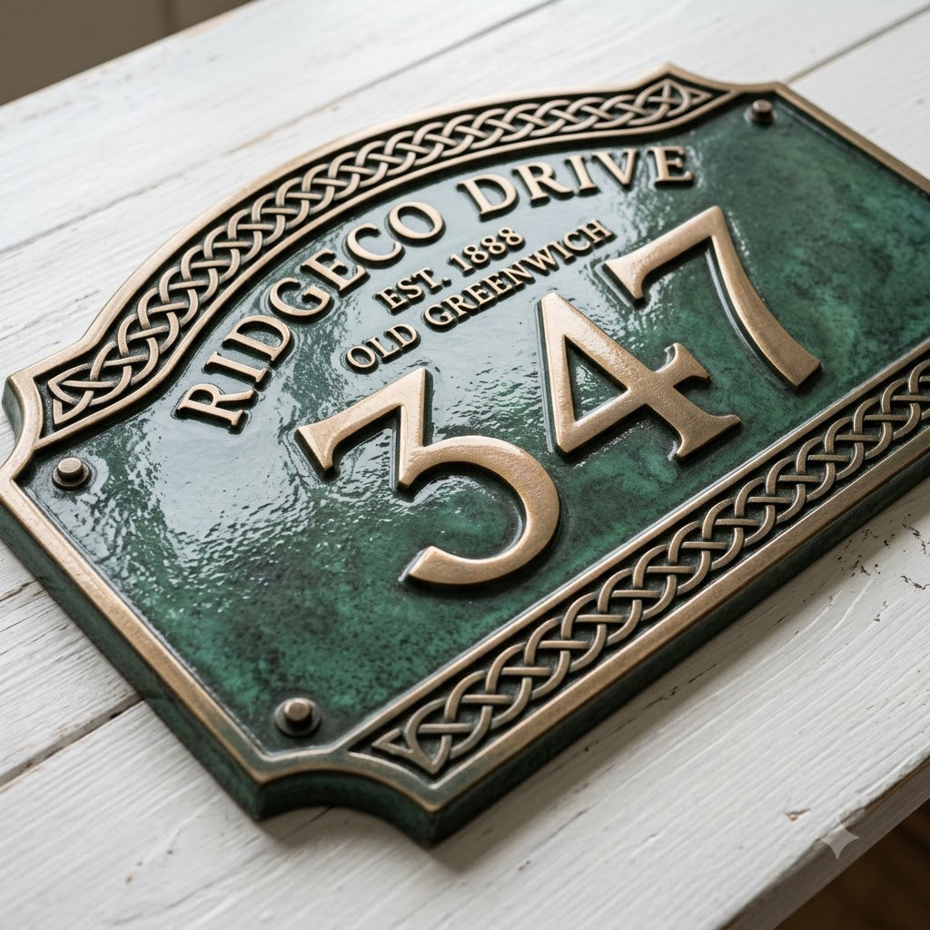 Ornate Cast Aluminum House Address Plaque – Custom House Number Sign | RidgeCo Design