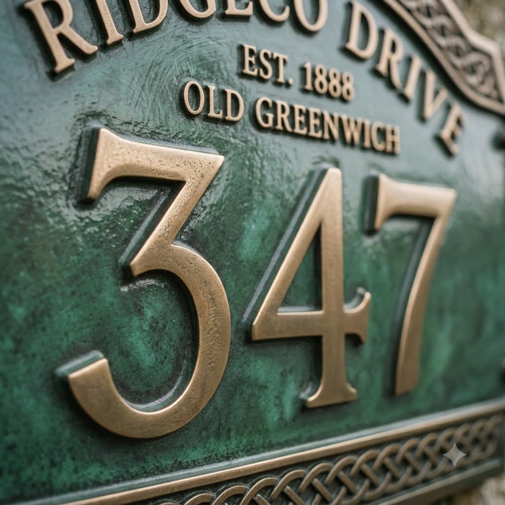 Ornate Cast Aluminum House Address Plaque – Custom House Number Sign | RidgeCo Design