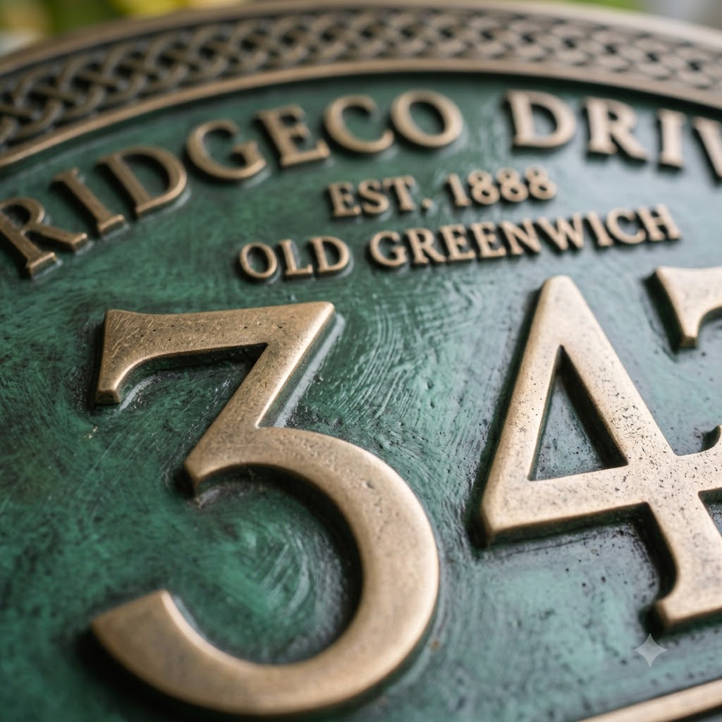Ornate Cast Aluminum House Address Plaque – Custom House Number Sign | RidgeCo Design