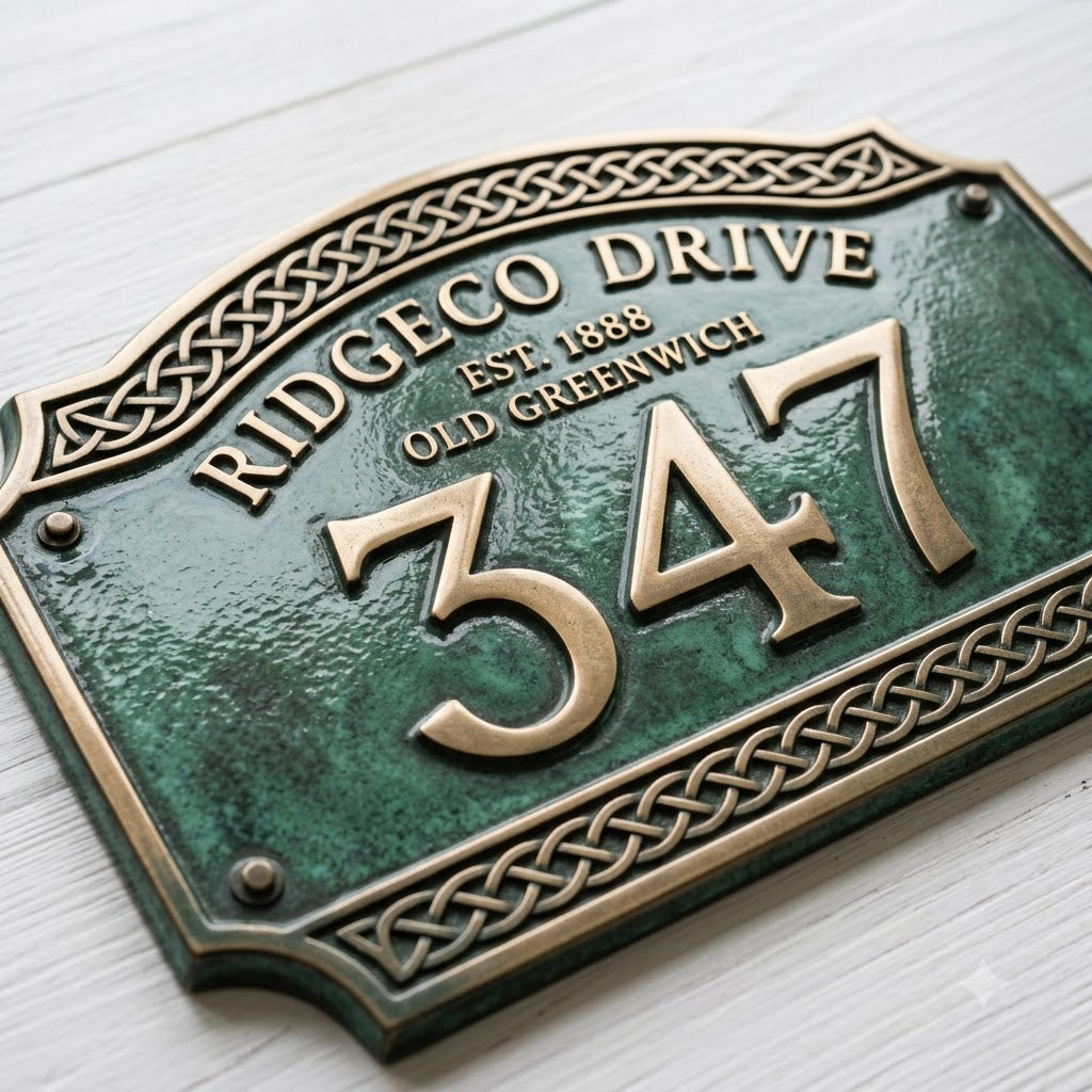 Ornate Cast Aluminum House Address Plaque – Custom House Number Sign | RidgeCo Design