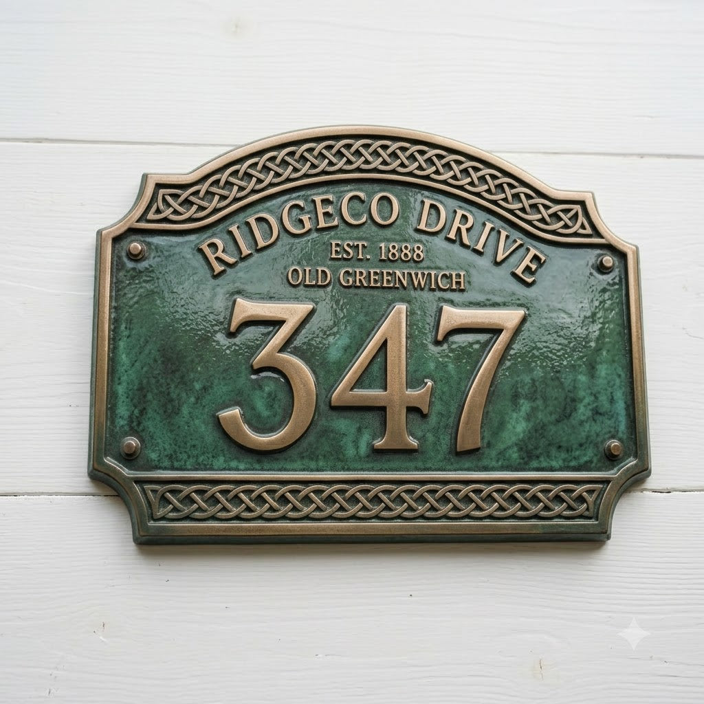 Ornate Cast Aluminum House Address Plaque – Custom House Number Sign | RidgeCo Design