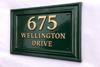 Cast Aluminum House Number Plaque – Traditional Green Address Sign with Raised Gold Numbers