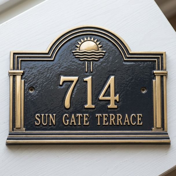 Sun Gate – Handcrafted Cast Aluminum Address Plaque
