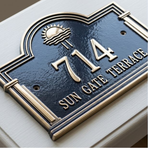 Sun Gate – Handcrafted Cast Aluminum Address Plaque