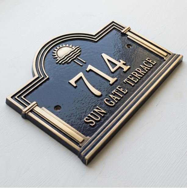 Sun Gate – Handcrafted Cast Aluminum Address Plaque