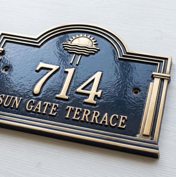 Sun Gate – Handcrafted Cast Aluminum Address Plaque