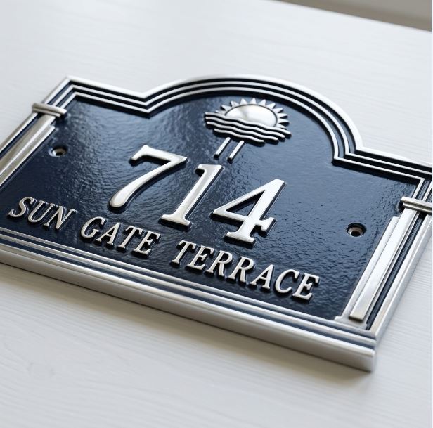 Sun Gate – Handcrafted Cast Aluminum Address Plaque