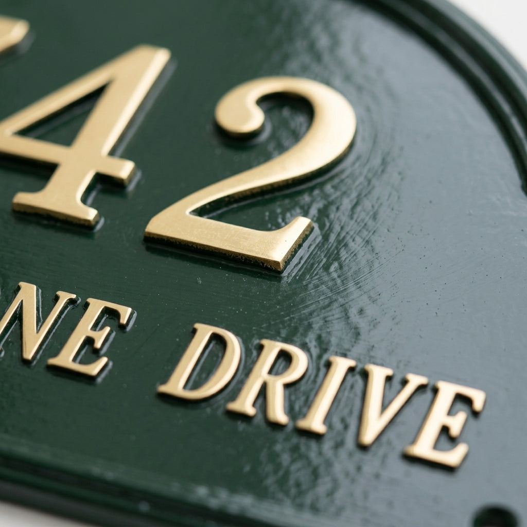Heritage Arch Cast Aluminum Address Plaque – Personalized Handmade House Sign