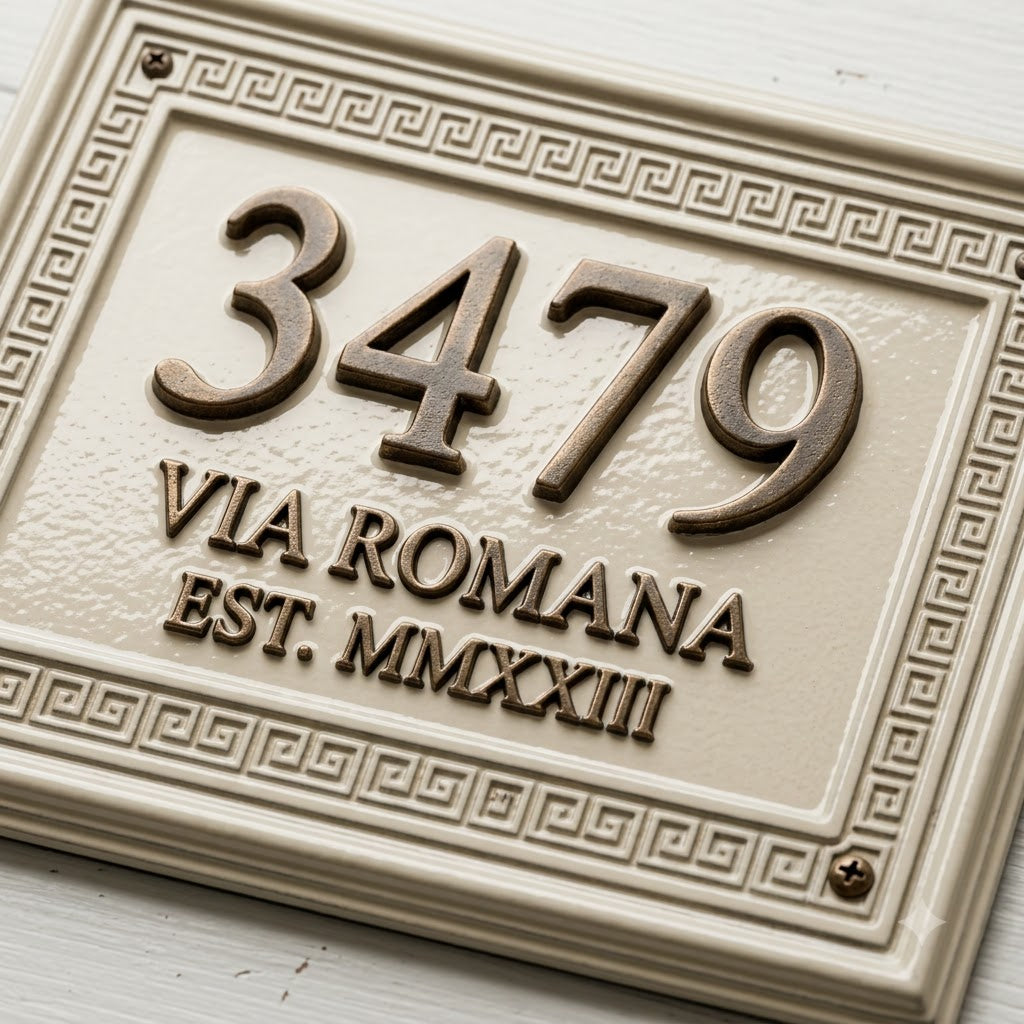 Classical Roman House Number Plaque | Custom Cast Aluminum Address Sign