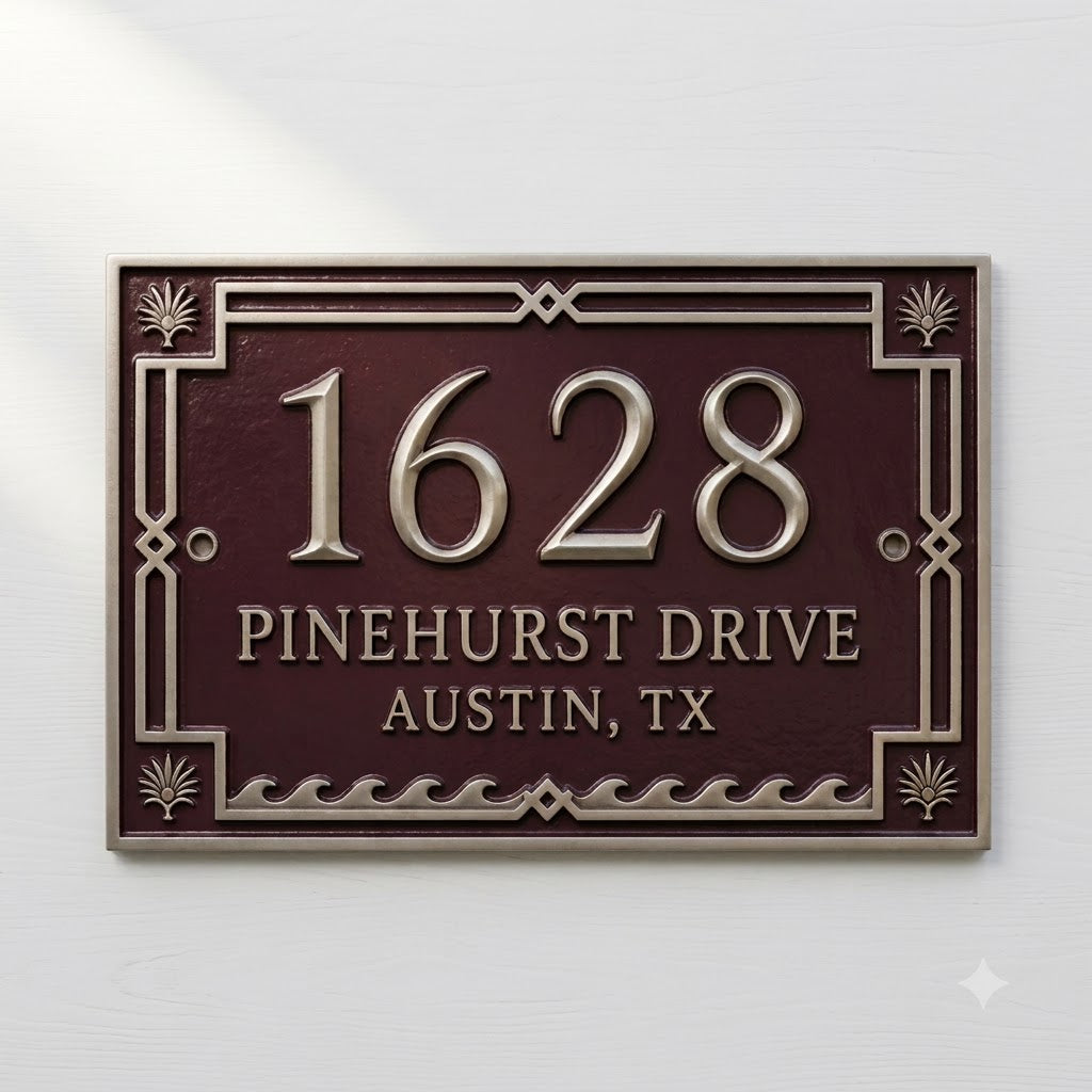 Custom Cast Aluminum House Number Plaque | Personalized Address Sign
