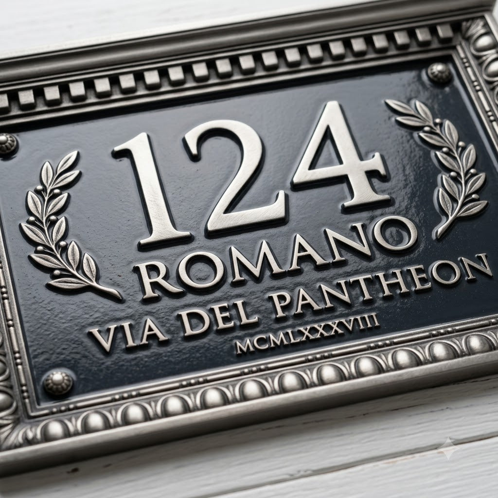 Roman Classical House Number Plaque | Personalized Cast Aluminum Address Sign