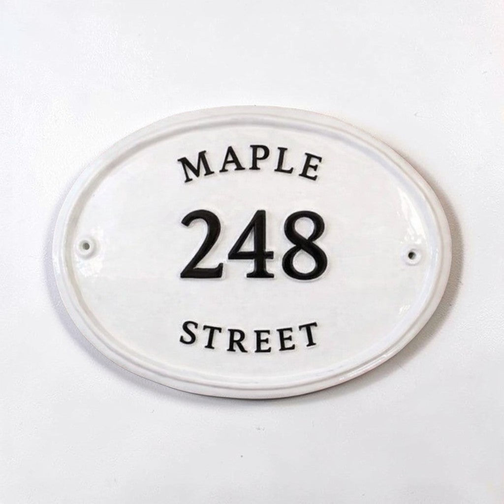 The Maple Oval — Classic Cast Aluminum Address Plaque