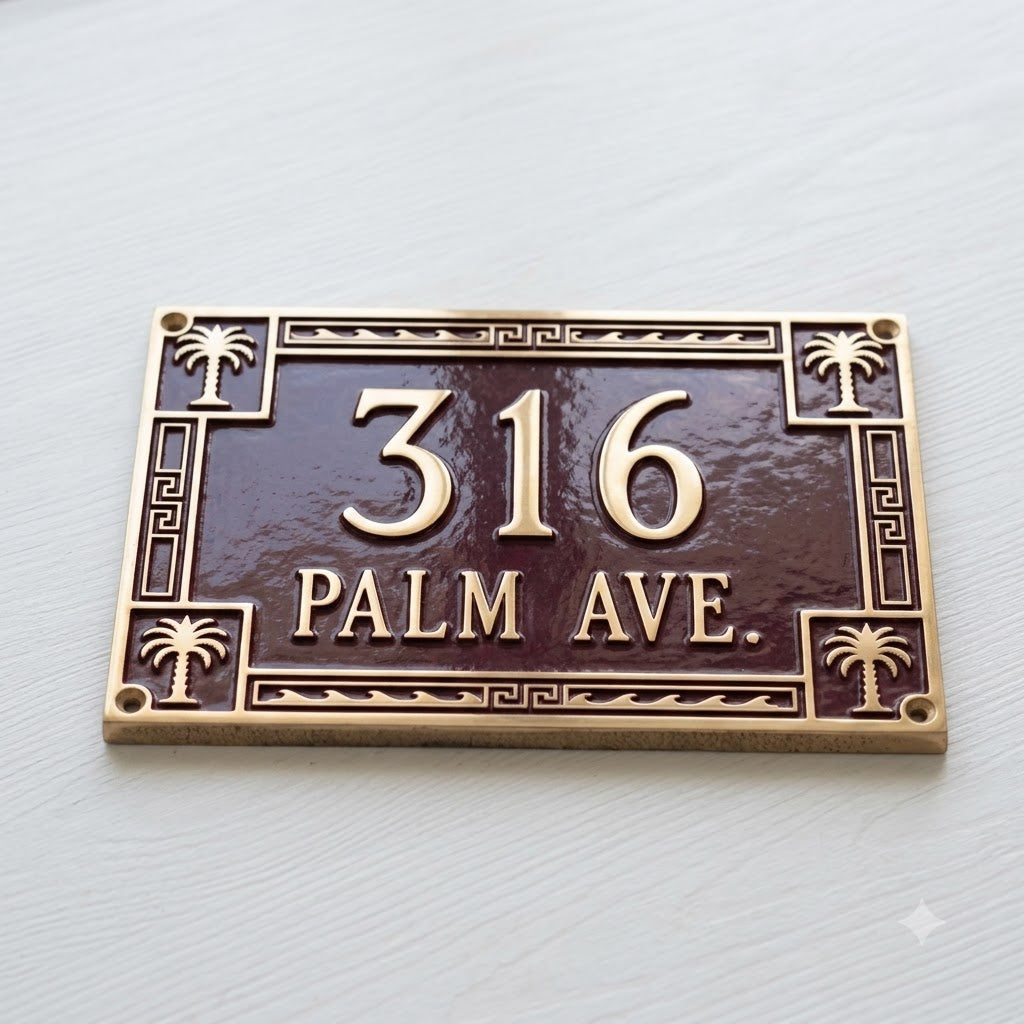 Phoenicia Heritage Cast Aluminum Address Plaque | Personalized House Number Sign