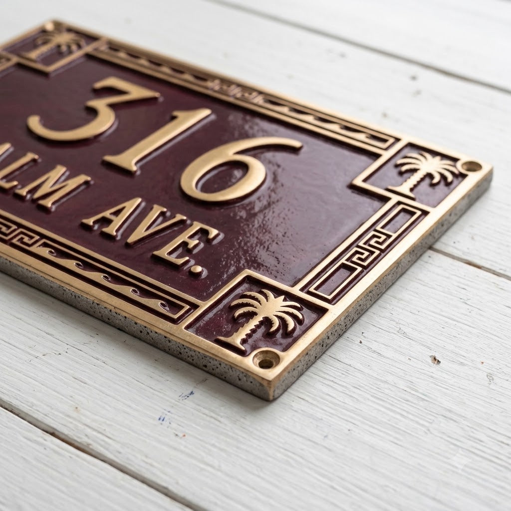 Phoenicia Heritage Cast Aluminum Address Plaque | Personalized House Number Sign