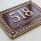 Phoenicia Waves Cast Aluminum Address Plaque – Personalized Handmade House Sign