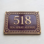 Phoenicia Waves Cast Aluminum Address Plaque – Personalized Handmade House Sign