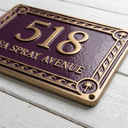 Phoenicia Waves Cast Aluminum Address Plaque – Personalized Handmade House Sign