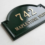 Heritage Arch Cast Aluminum Address Plaque – Personalized Handmade House Sign