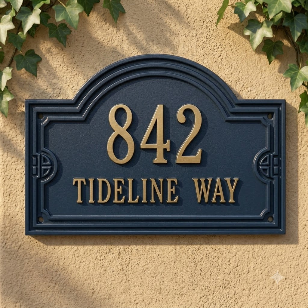 Handcrafted Cast Aluminum Address Plaque | Atlantis Collection