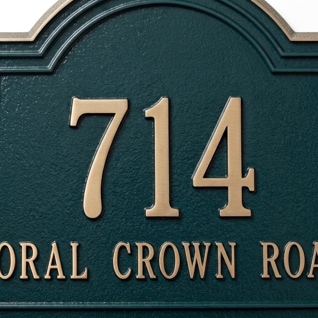 Mediterranean Arch Address Plaque – Custom Cast Aluminum by RidgeCo
