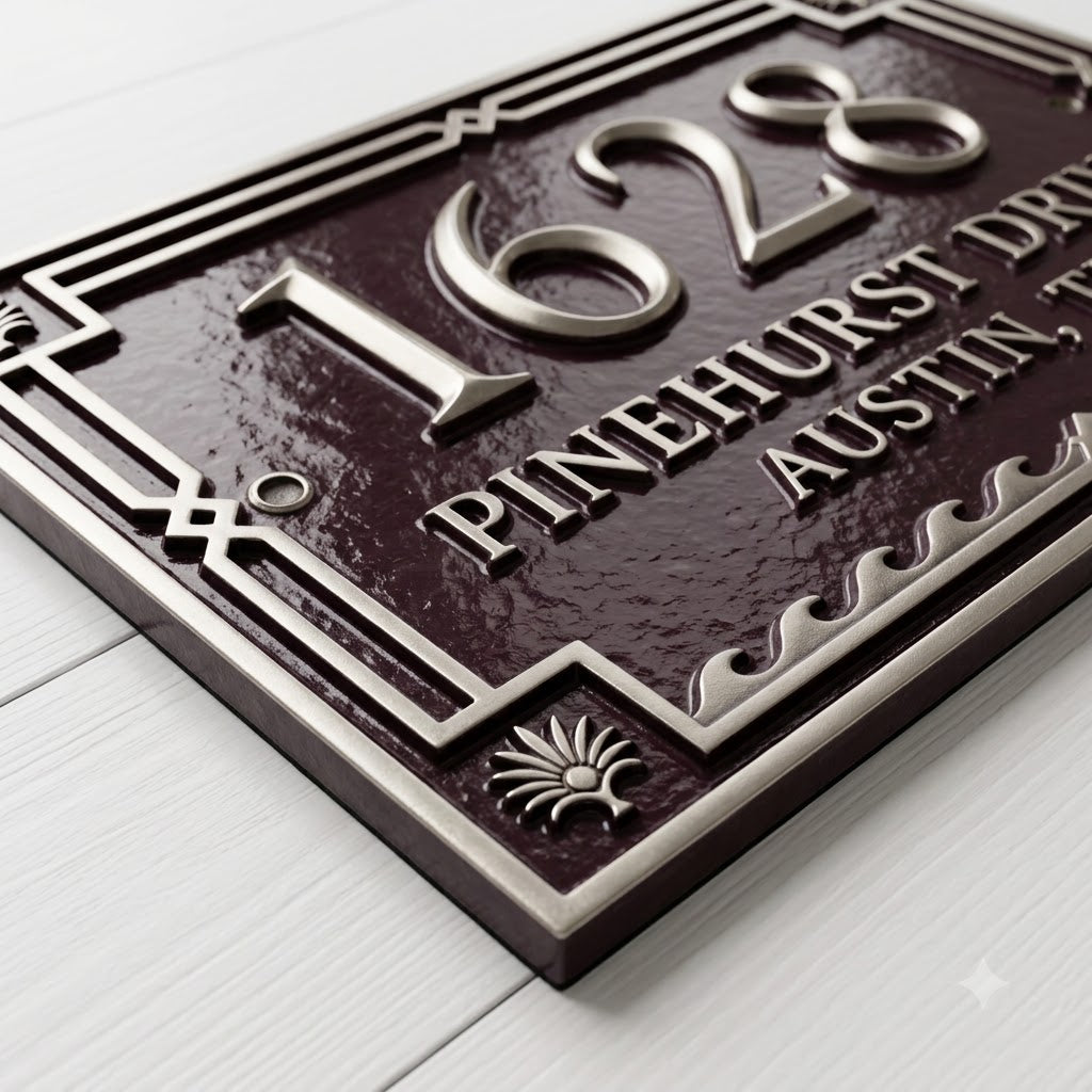 Custom Cast Aluminum House Number Plaque | Personalized Address Sign