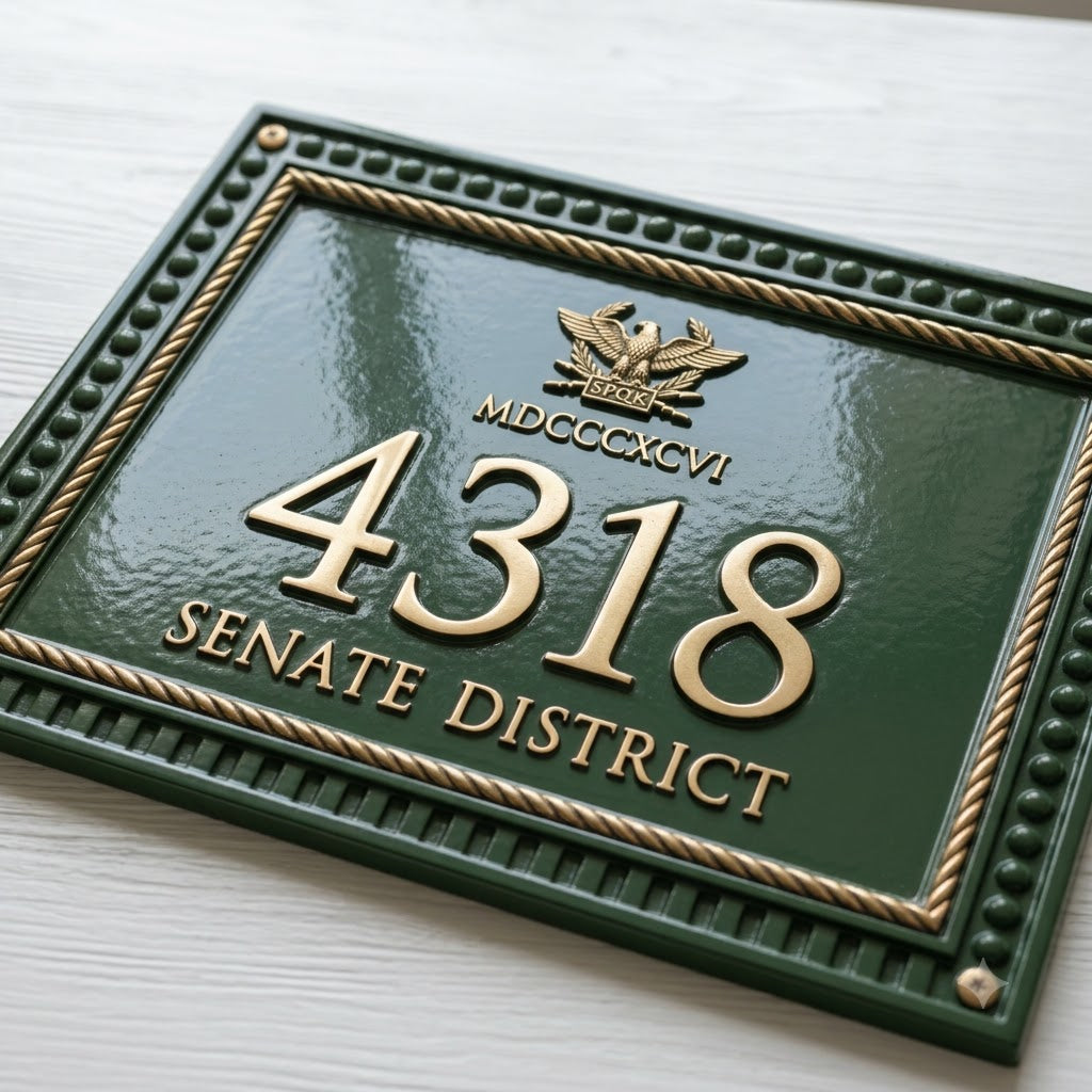 Roman Inspired House Number Plaque | Custom Cast Aluminum Address Sign