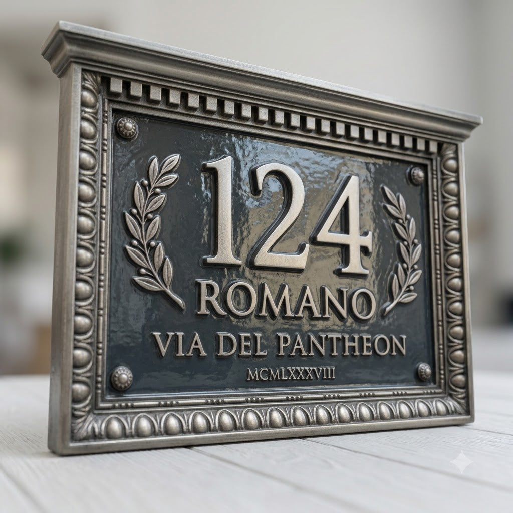 Roman Classical House Number Plaque | Personalized Cast Aluminum Address Sign