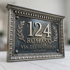 Roman Classical House Number Plaque | Personalized Cast Aluminum Address Sign
