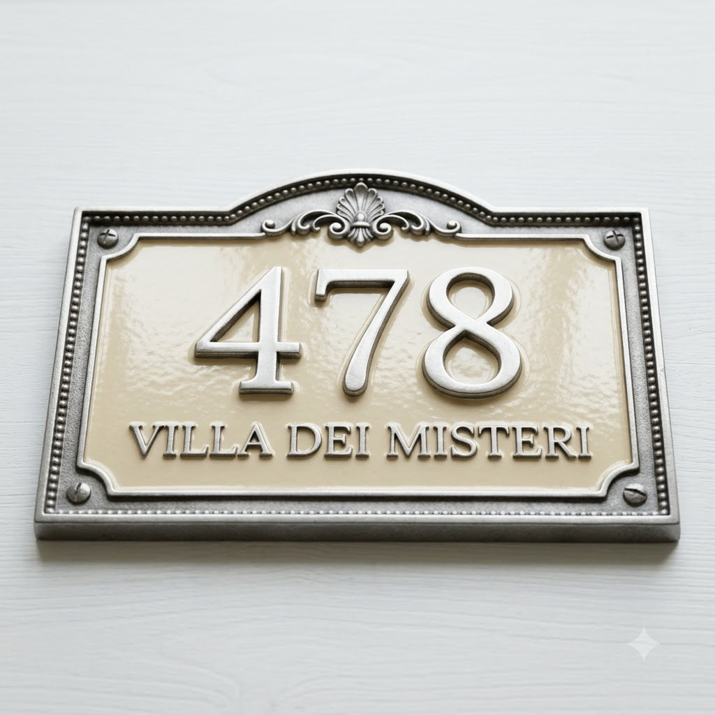 Roman Villa House Number Plaque | Custom Cast Aluminum Address Sign