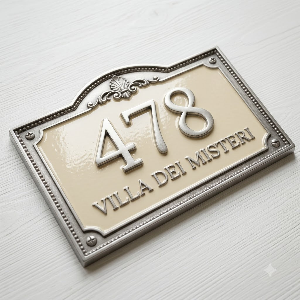 Roman Villa House Number Plaque | Custom Cast Aluminum Address Sign