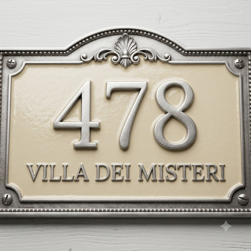 Roman Villa House Number Plaque | Custom Cast Aluminum Address Sign