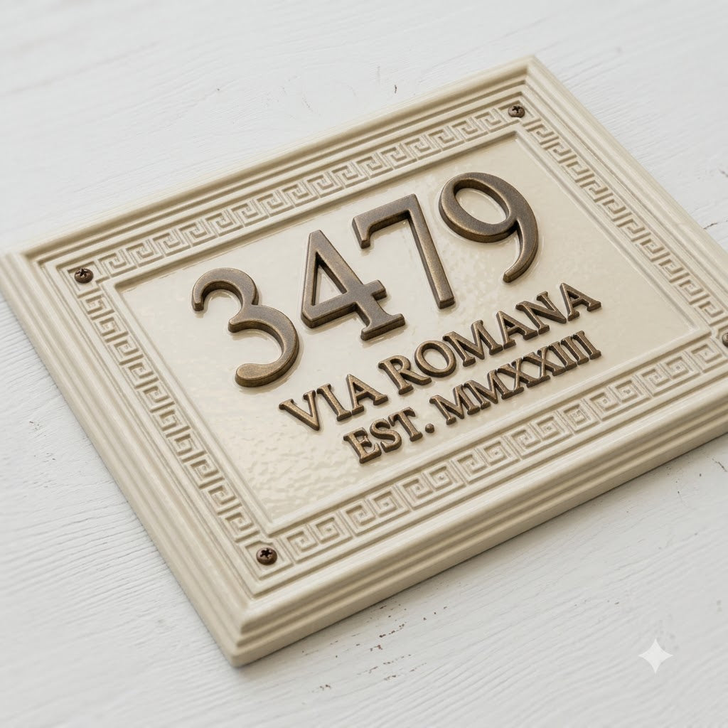 Classical Roman House Number Plaque | Custom Cast Aluminum Address Sign