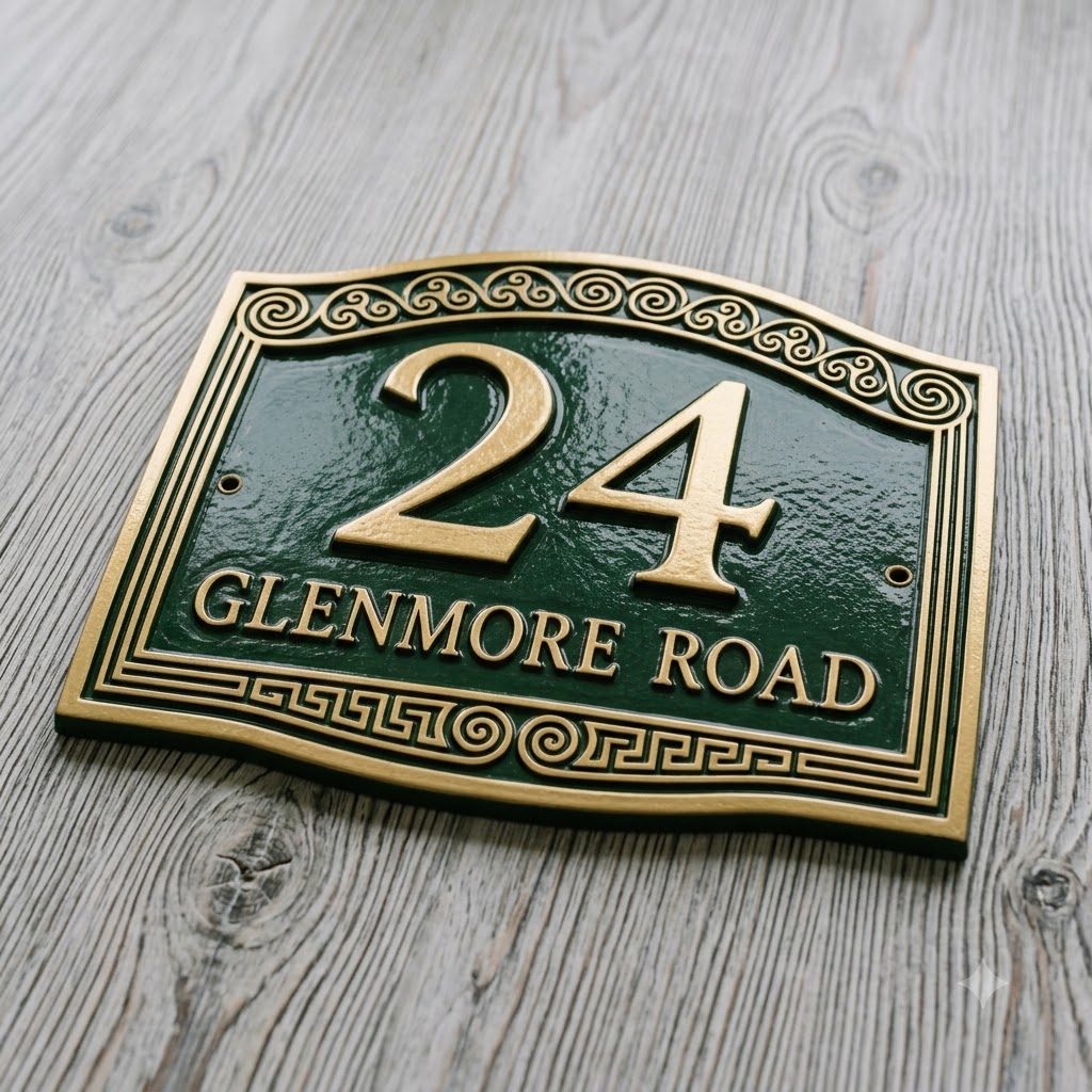 Cast Aluminum House Number Plaque – Ornate Address Sign | Ridgeco Design