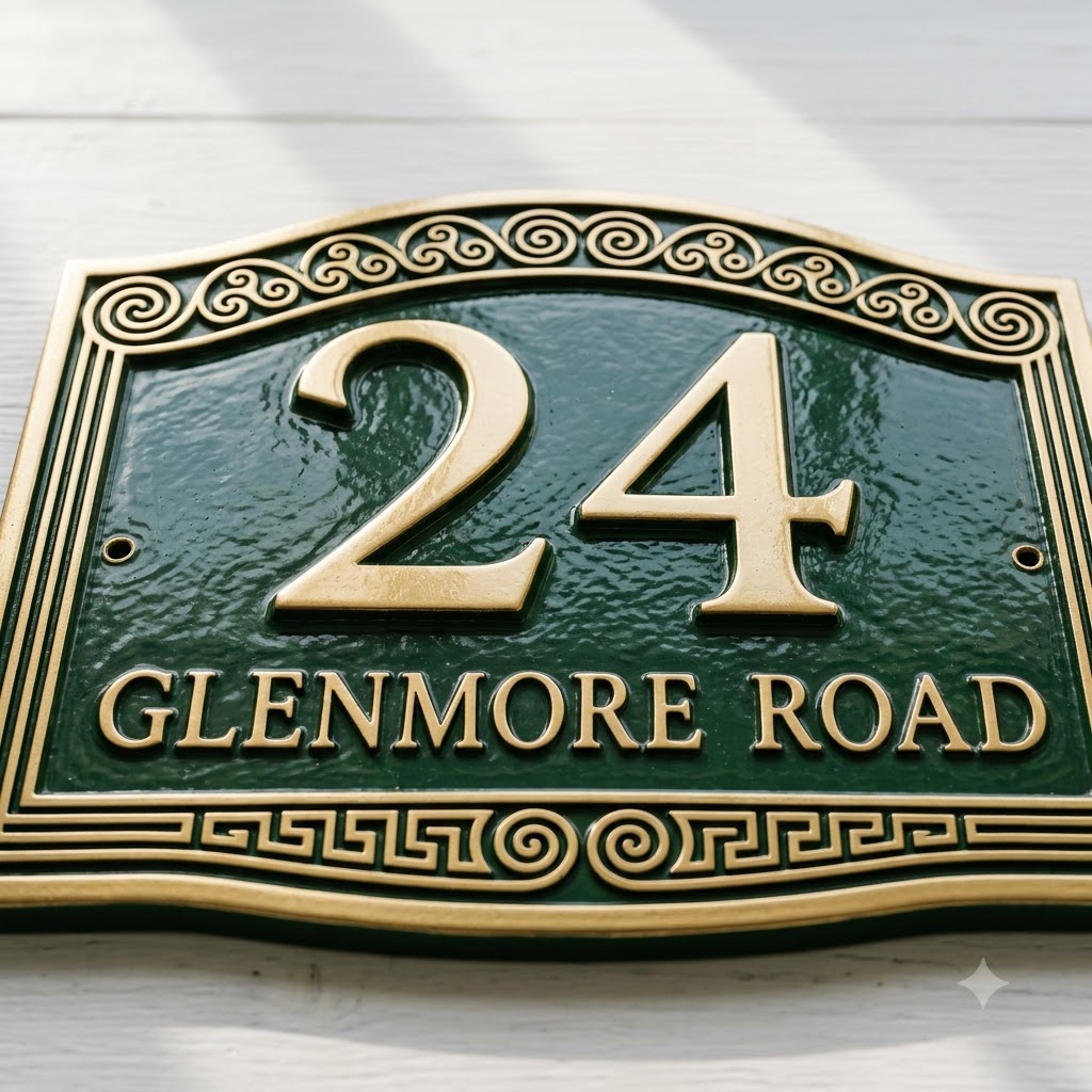Cast Aluminum House Number Plaque – Ornate Address Sign | Ridgeco Design