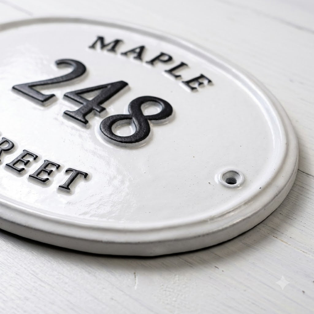 The Maple Oval — Classic Cast Aluminum Address Plaque