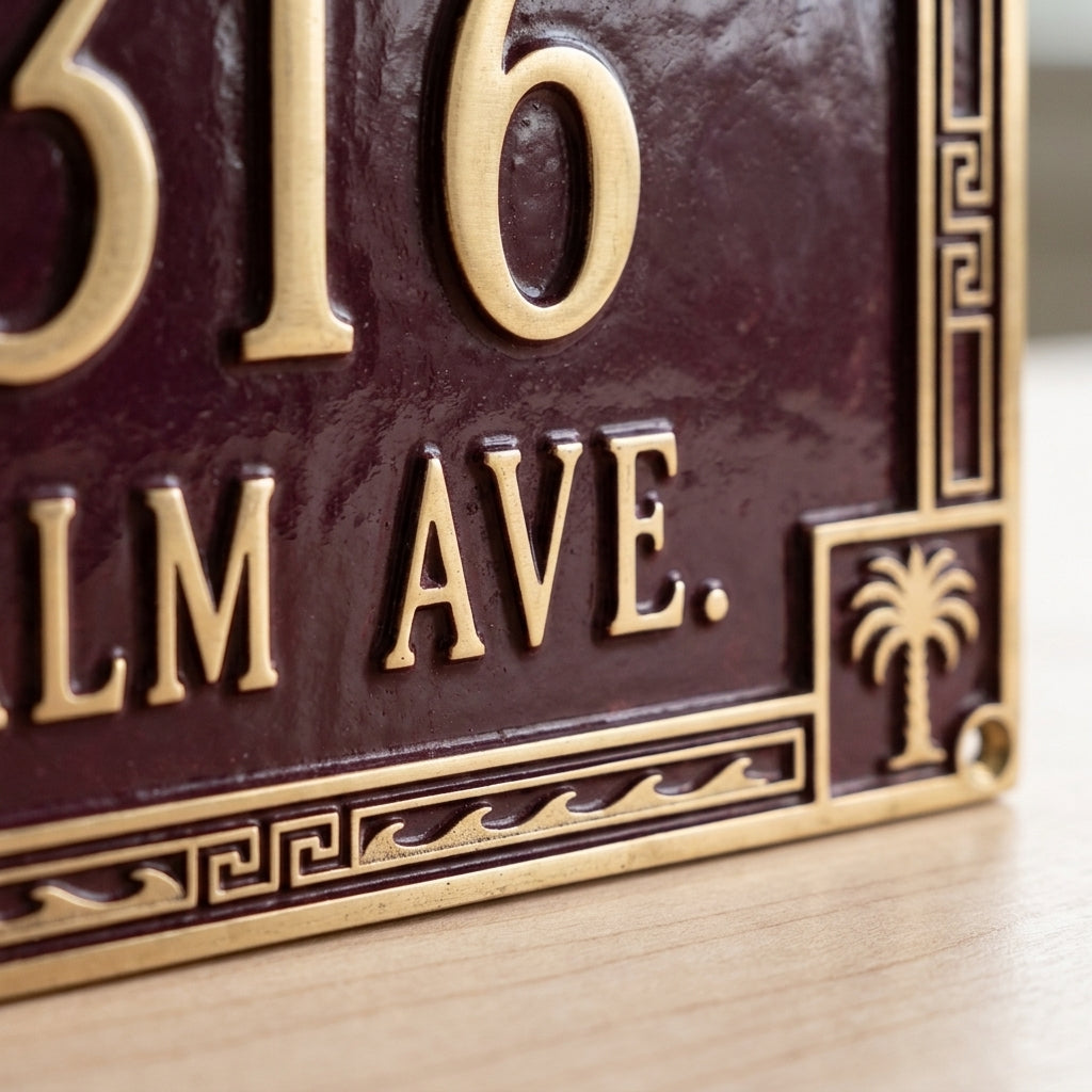 Phoenicia Heritage Cast Aluminum Address Plaque | Personalized House Number Sign