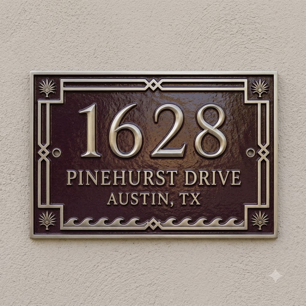 Custom Cast Aluminum House Number Plaque | Personalized Address Sign
