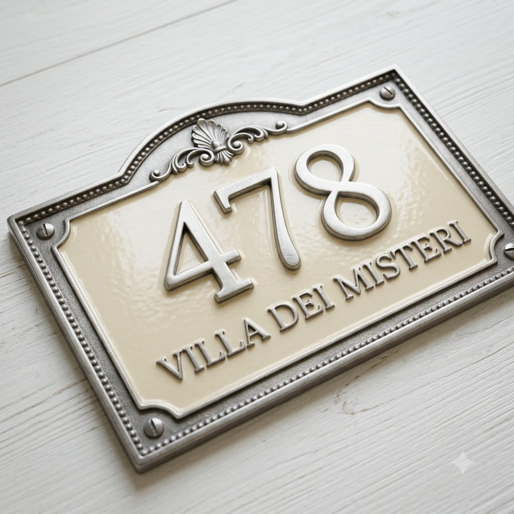 Roman Villa House Number Plaque | Custom Cast Aluminum Address Sign